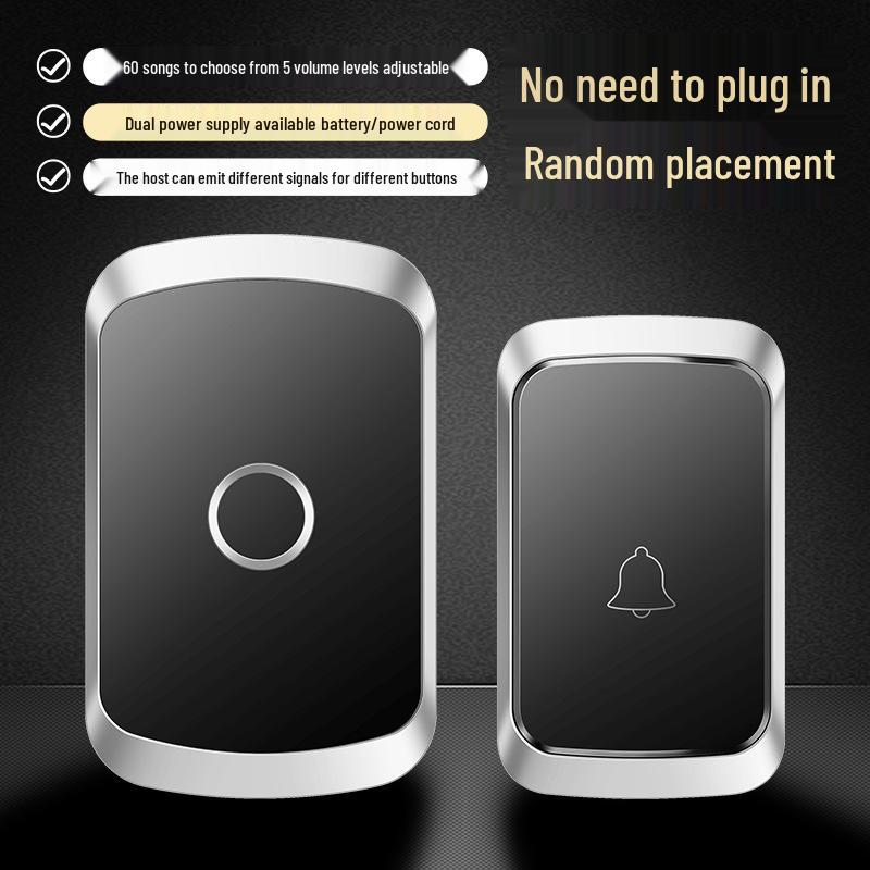 Battery-Powered Wireless Doorbell for Home, No Plug-In Required, Ding Dong Bell Pager