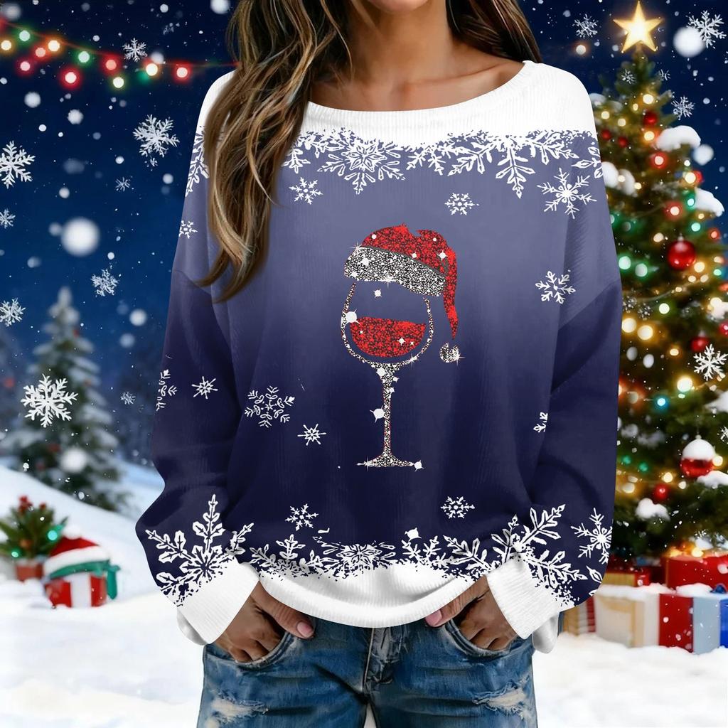 Christmas Sweatshirts For Women Knit Sweater Cute Shirt Fall Crewneck Pullover Tops