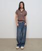 GENERALIDEA Striped Collar Half Knit [Brown] / Gf2Lkp525