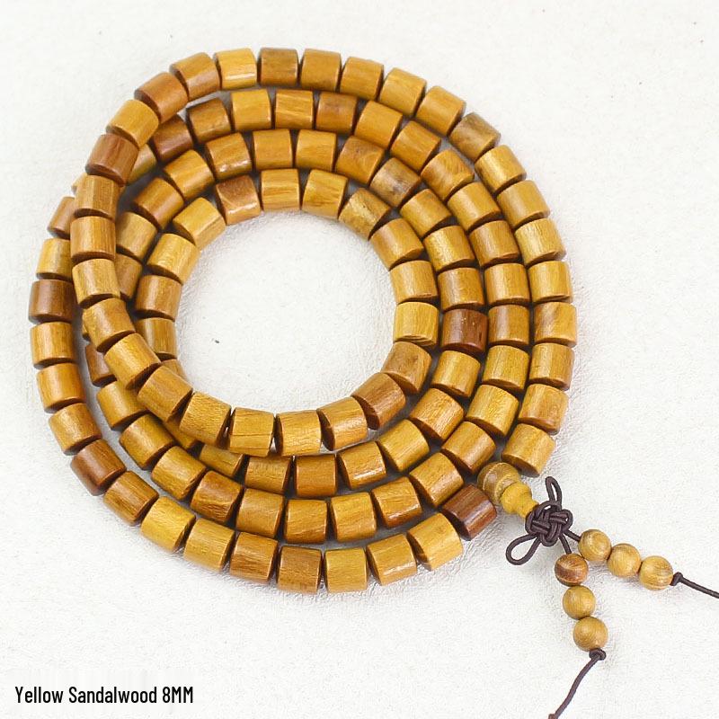 Zhemu 2.0 Gelbes Sandelholz Buddhistisches Perlenarmband (108 Perlen) für Männer und Frauen