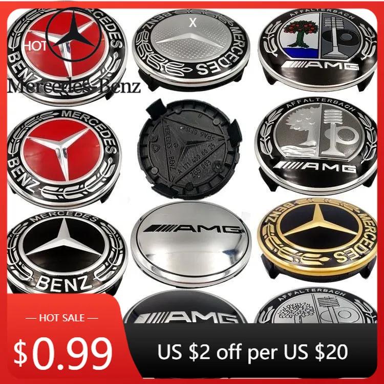 Car Sticker 4 Pieces/Set 75mm For Mercedes Benz AMG W203 W206 W220 W205 W211 W212 Car Wheel Center Hub Caps Benz Emblem Tire Rim