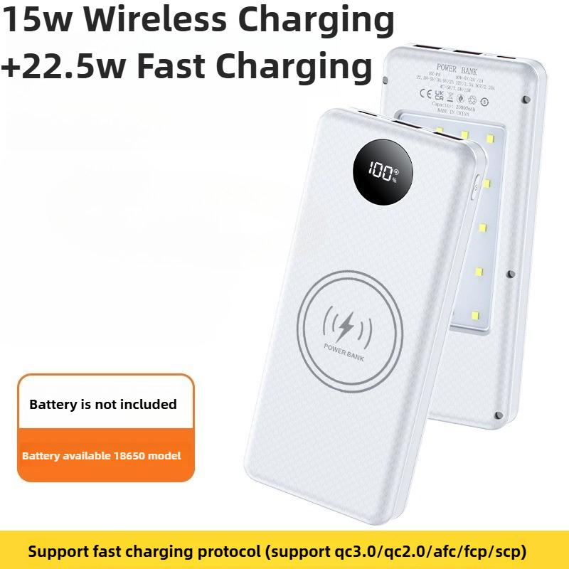8x18650 Battery Charging Case Digital Display DIY Dual USB Type C Box 22.5W Fast Charging 15W Wireless Charging Power Case