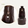 Johnature Plush Warm Thick Soled Short Boots Genuine Leather Round Toe Versatile Comfortable Women's Shoes
