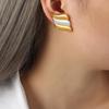 Qiong Yao Fashionable 18K Gold-Plated Stainless Steel Glaze Wing Earrings