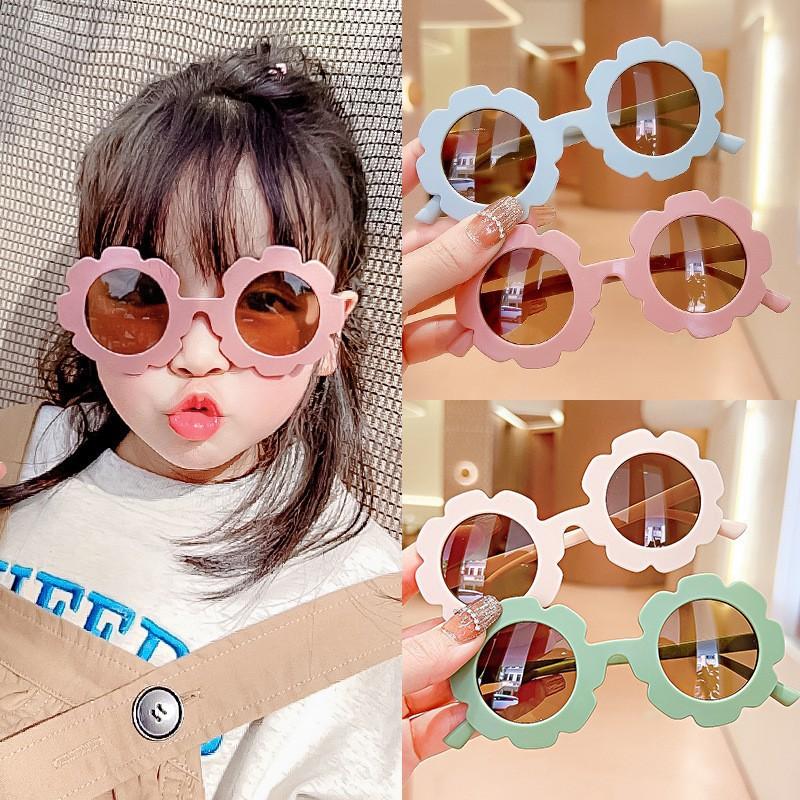 Children'S Cartoon Glasses Frosted Frame Sunglasses Candy Color Cute Sunflower Frame Baby Glasses