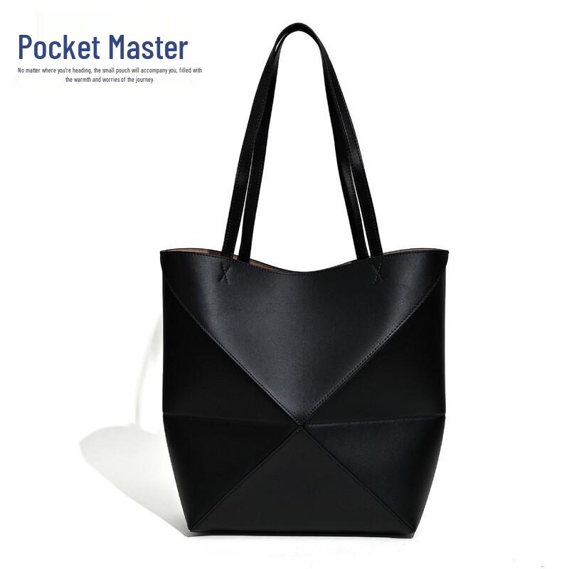 Douxiaozhu Puzzle Geometrická Deformovatelná Hovězí Kůže Skládací Tote Taška přes Rameno