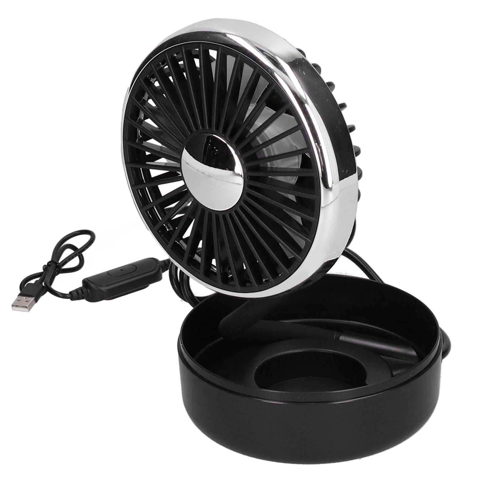 Car Fan 360 degrees  Rotatable Singlehead Electric Fan Three Speed Electric Fan with USB Powered Black Silver