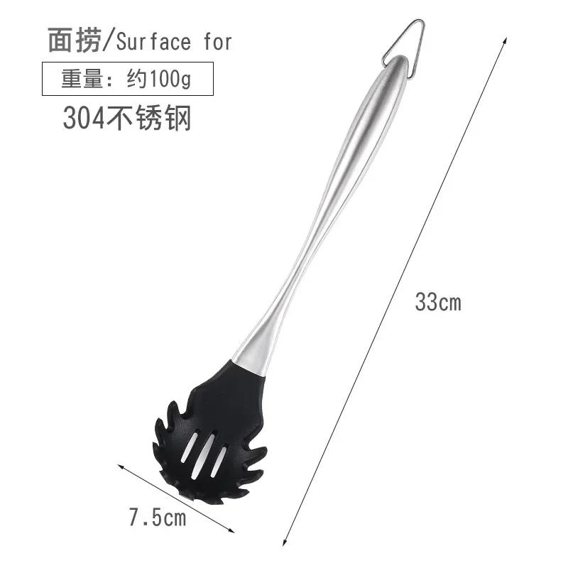 

Gold Cooking Tool Set Silicone Head Kitchenware Stainless Steel Handle Soup Ladle Colander Set Turner Serving Spoon Kitchen Tool