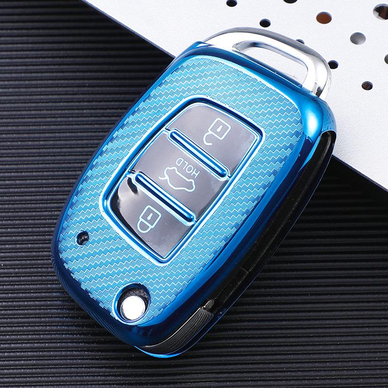Hyundai Key Cover for Elantra, Mistra, Ix25, Tucson, Sonata 9 - Car Key Case with Shell and Buckle