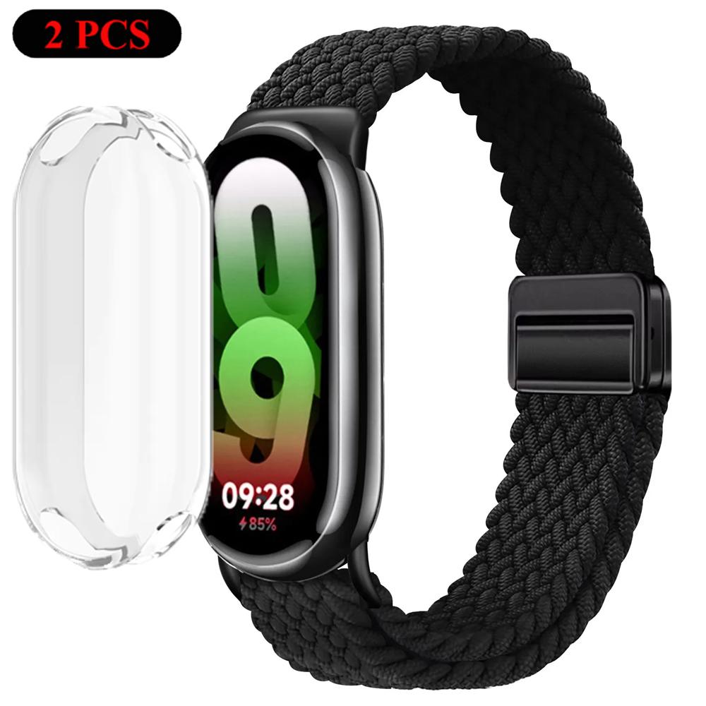 

Case+Strap for Xiaomi Miband 10 9 8 Braided Nylon Comfortable Bracelet Wristband for Mi Band 10/9/8 NFC Miband 10/9 Ceramic Belt Mi Band 9 Ceramic