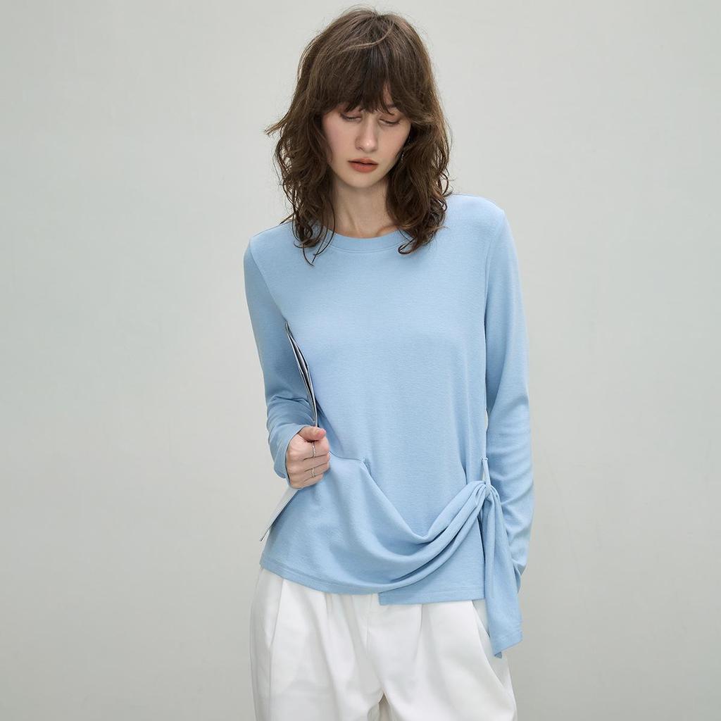 Women's Irregular Long-Sleeve Tie-Up Shirt - Autumn 2025