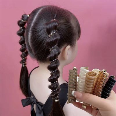 Spiral Hair Tie Long Coils Hair Tie Solid Color Hair Ropes Waterproof Braids Hair Rings Stretchy Ponytail Holder Hair Accessories For Women Girls