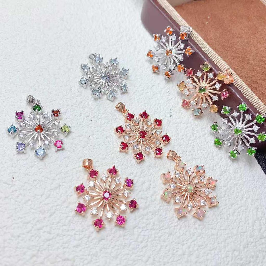 Opal Pendant with 925 Silver Inlay - European/American Sparkling Fireworks Design