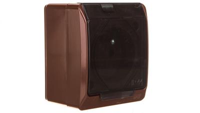Hermes Single Socket Z/U Brown With Transparent Flap 2P+Z Ip44 0321-05