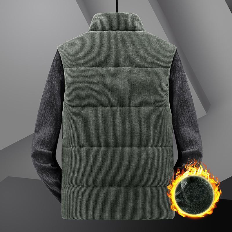 Men's Autumn and Winter Models, Fleece Thickened Outdoor Casual Multi-pocket Men's Vest, Solid Color Stand-up Collar Vest