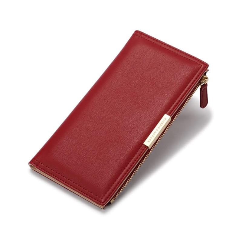 

EMY-li long wallet ladies Thin bi-fold lightweight thin bifold cute Fashionable ladies long wallet wallet gift present woman adult red (red)