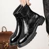Fashion Leather Boots Slip On Ankle Boots High Top Heels For Men Casual Platform Chelsea Boots Men's Wedding Shoes Winter