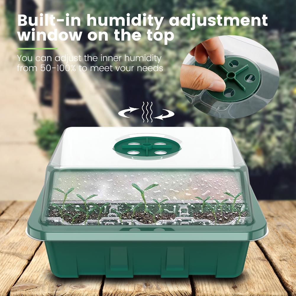 5Pcs Seed Propagator Tray Plastic Seedlings Trays with Transparent Cover Breathable Seedlings Germination Tray for Garden Indoor
