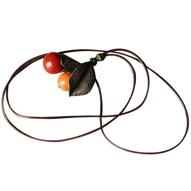 Halskette aus Keramik im antiken Stil, Damenperlen, Keramik-Pulloverkette, Accessoires im ethnischen Stil