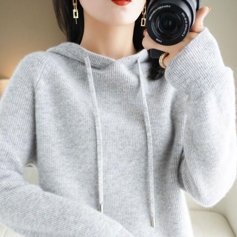 

Осень Зима Женский Теплый Свитер Пуловер с Капюшоном Воротник Пальто Повседневный Вязаный Утепленный Жакет Топы Свитер XXL серый