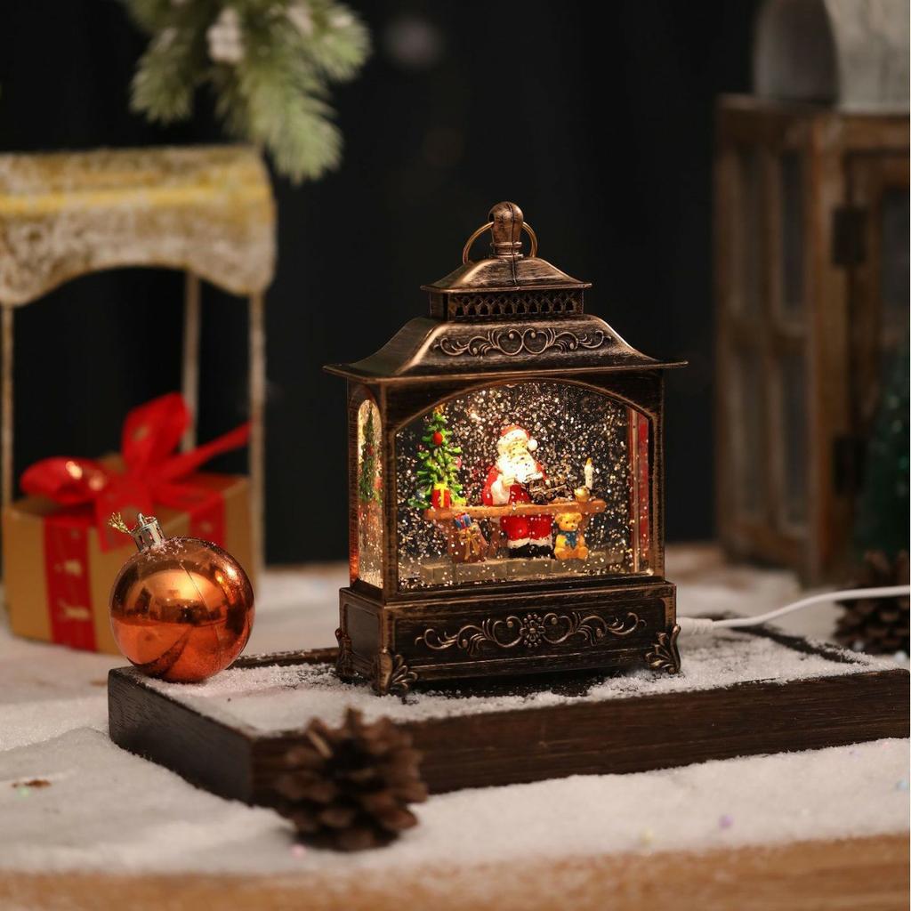 Christmas Lantern Music Box Desktop Night Light Holiday Decoration Gift for Party/Home
