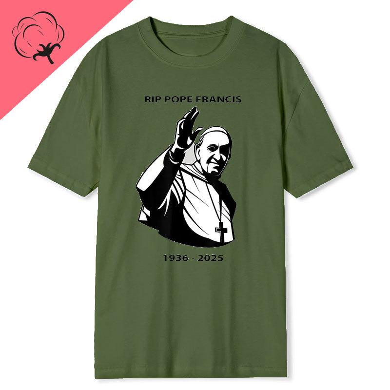 Camisas RIP Pope Francis Catholic T Shirt Pray for Pope Francis Catholic Memorial Graphic T Shirts Gift Christian Quote Tee