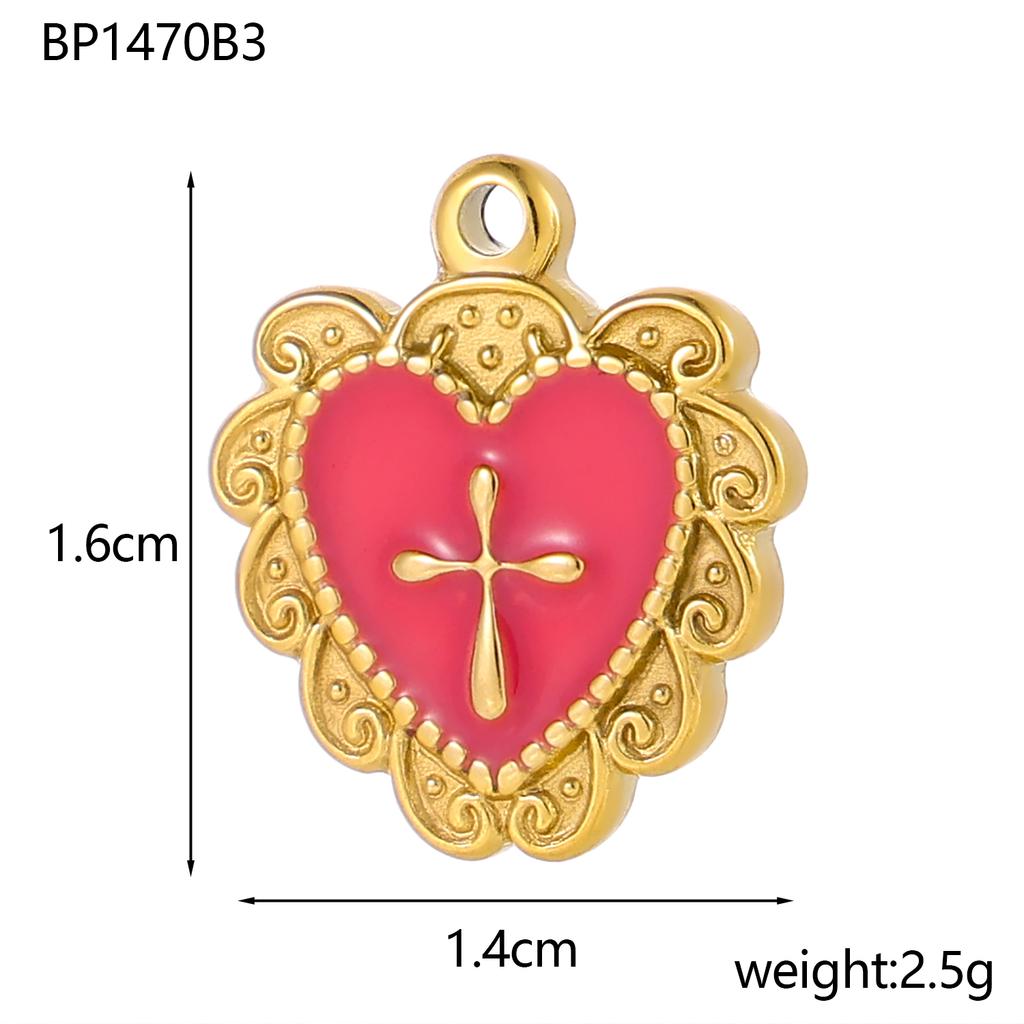 Elegant Stainless Steel Gold Plated Heart Love Cross Shell Starfish Oil Drop Pendant Charms for DIY Jewelry Making Women