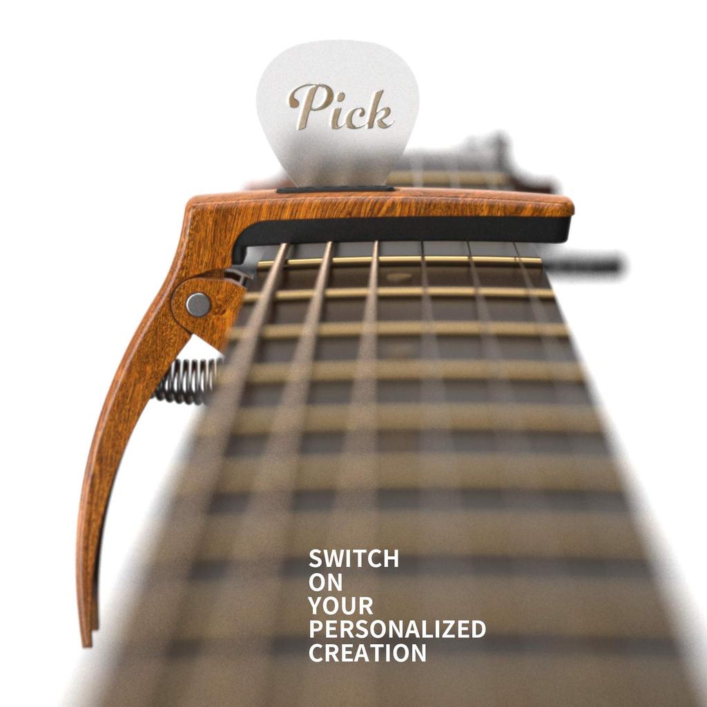 TANMUS Zinc Alloy Guitar for Acoustic Guitar Electric Guitar Clip Pick String Classical Guitar Accessories Capo Capo, 3-in-1 Capo, & (Pick & 4)