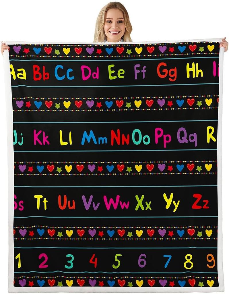 Counting Numbers Educational Blanket Soft Sherpa Throw Learning Tool for Kids Math Practice Bedroom Nursery Decor