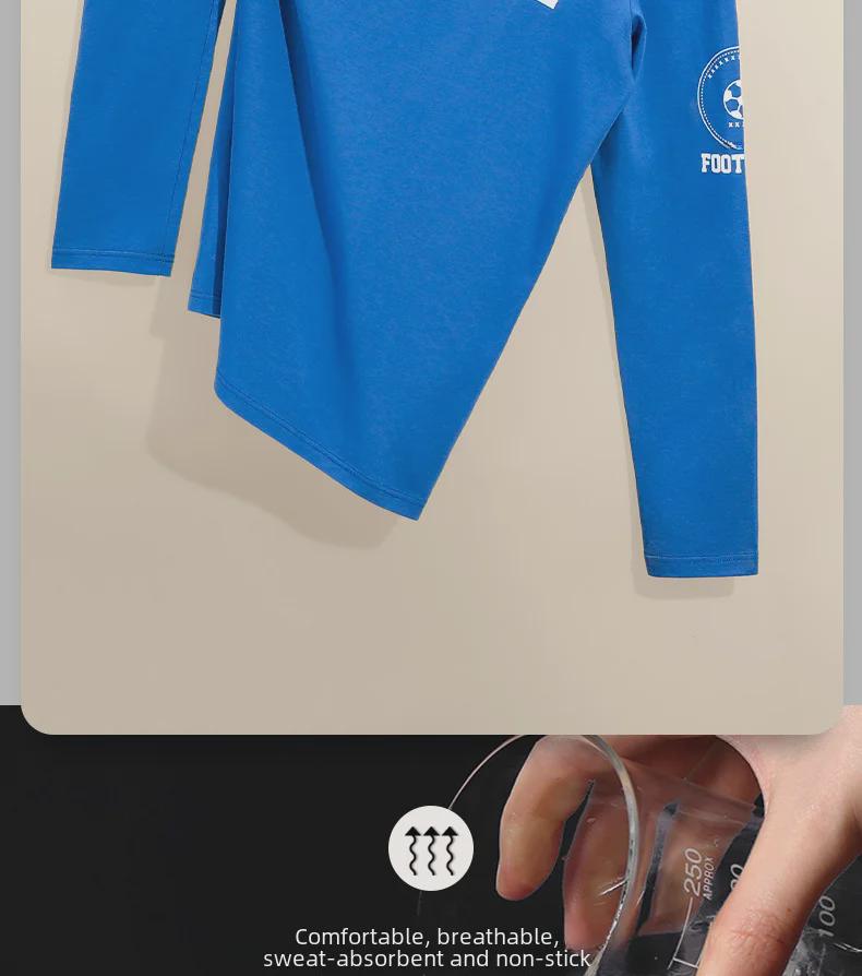 Men's Breathable Cotton Long-Sleeve Undershirt - Comfortable Round Neck, Thin Fit for Fall