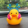 Car Duck Car Rubber Dashboard Decorations Ornament Yellow Duck With Mini Swim Ring Sun Cowboy Hat Necklace For Rubber Duck