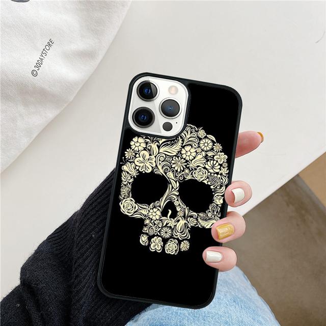 Mexican Skull Flower Coque Shell For iPhone 17 Air 15 16e 14 13 12 Pro Max 11 Pro Max Plus Phone Case Cover