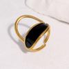 Stainless Steel Geometric Open Ring for Women Men Simple Vintage Enamel Irregular Finger Ring Exquisite Casual Versatile Jewelry