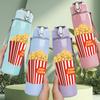 1PC Popcorn Snack Box Cartoon Print 750ml Color Plastic Sports Water Bottle Leakproof Flip Straw Lid Suitable for Sports Office Home Use