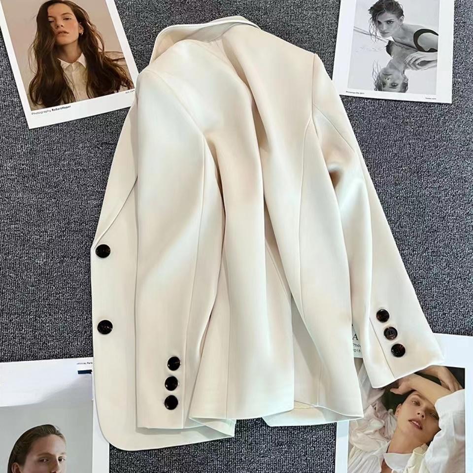 Yeni Moda Büyük Boy Ofis Bayan Ceketler Kadınlar için Mizaç Kadın Blazers Sonbahar Rahat Uzun Kollu Blazer Paltolar