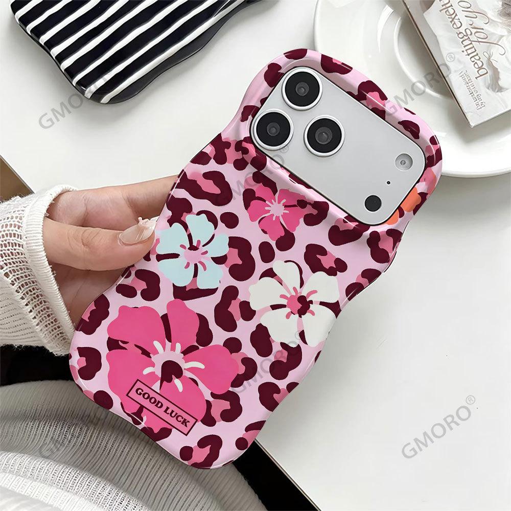 American Retro Pink Leopard Print Fuso Flower iPhone15pm Mobile Phone Case Apple 17 Wave Film Two-in-one Anti-drop