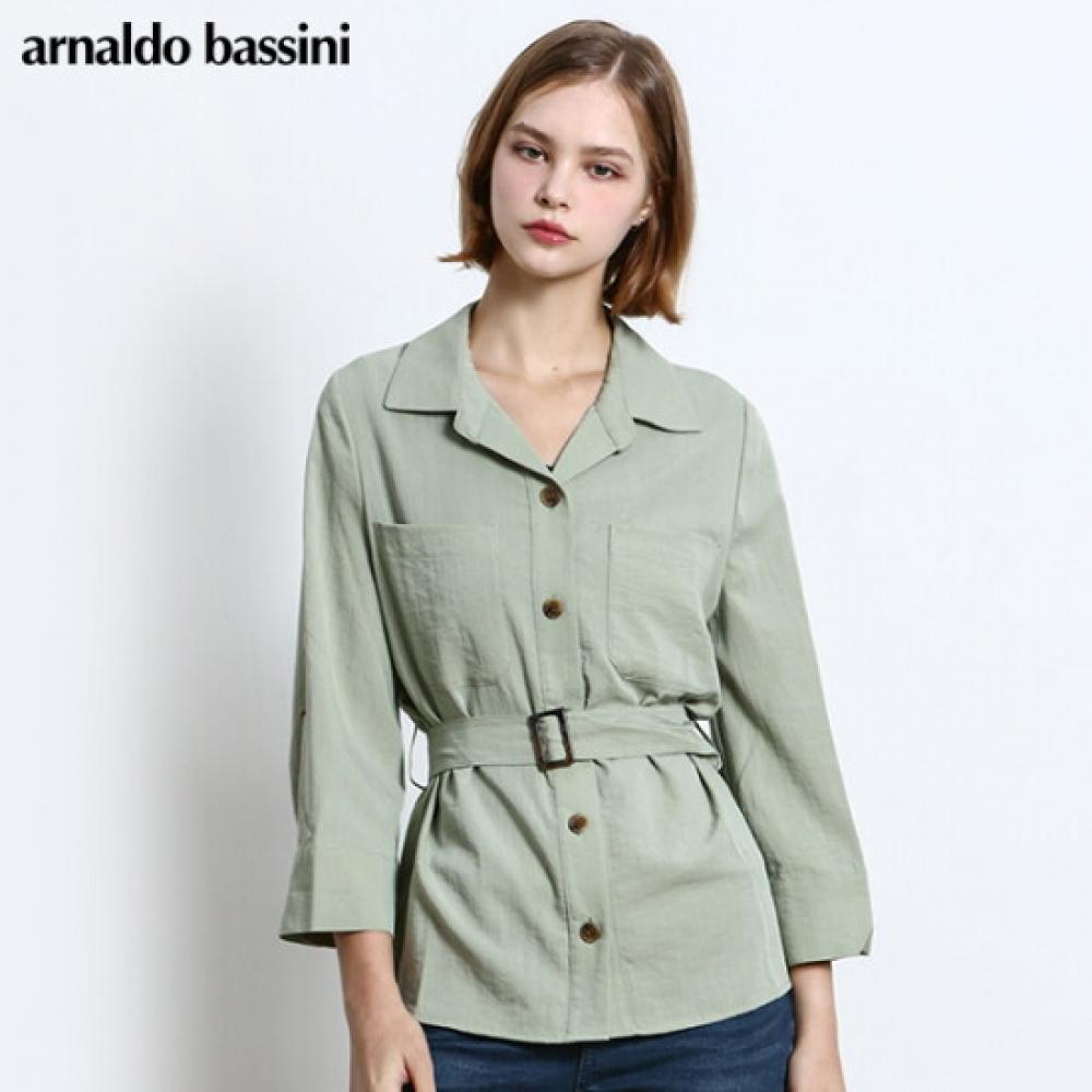 Arnaldo Bassini Women Open Collar Belt Blouse