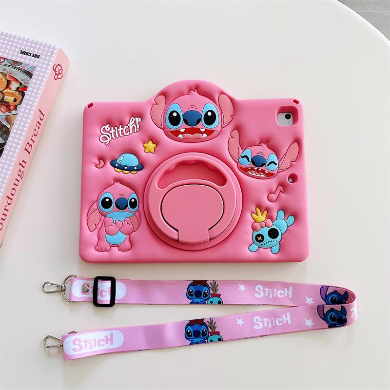 For IPad Air 2 3 4 5 10.9 Mini 6 7 A16 Pro 11 9 8 7th Generation 10.2 10.5 Cute Cartoon Stitch Silicone Tablet Protective Case