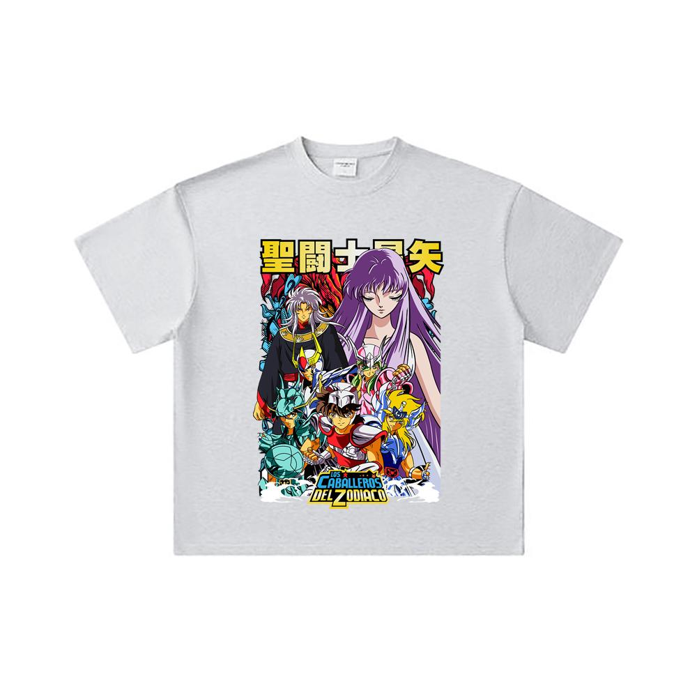 260 GSM Double Yarn 32 Count 100% Cotton Saint Seiya V2 Print Unisex Heavy Cotton T Shirt