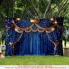 Blauer Goldener Vorhang Hintergrund für Hochzeits-, Quinceañera- und Abschlussball-Aufnahmen