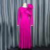Elegant Women Long Dresses Autumn New Plus Size O Neck Ruffles Long Sleeve Pleated Party Dress