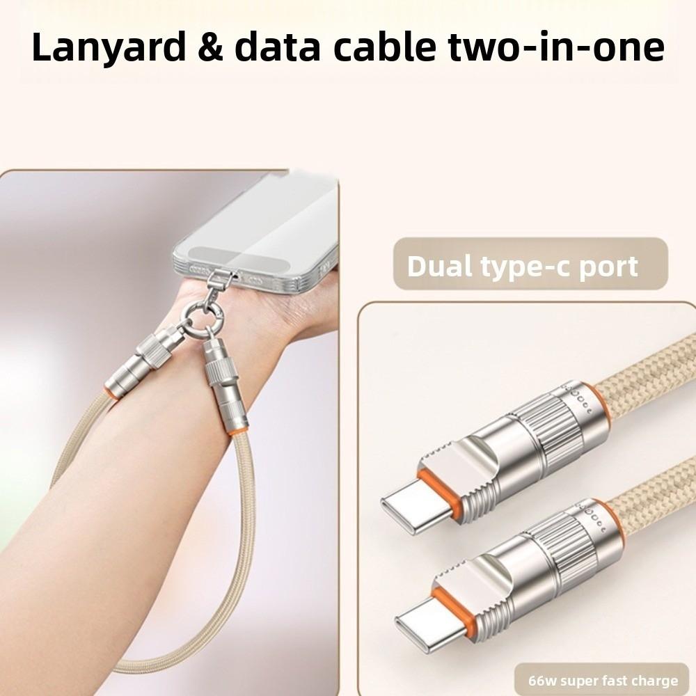 2 in 1 Mobile Phone Lanyard Type C Data Cable Phone Hanging Rope Fast Charging Phone Strap  Travel