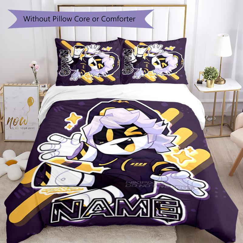 3pcs Custom Name Cartoon Murder Drones Bedding Set Duvet Cover Closure Includes 1 Duvet Cover & 2 Pillowcases for All Seasons Bedroom Decor