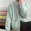Double Zipper Solid Color Sweater Cardigan Women's Loose Casual Knitted Jacket