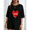 Cotton T Shirt White Heart Cheetah Print Casual Wear For Women Summer Outfit