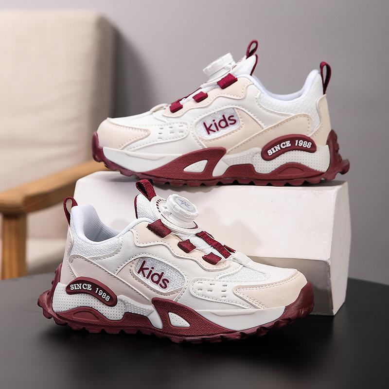 Girls' sports shoes 2025 spring and autumn new middle-aged and older girls' mesh breathable button running shoes children's soft sole