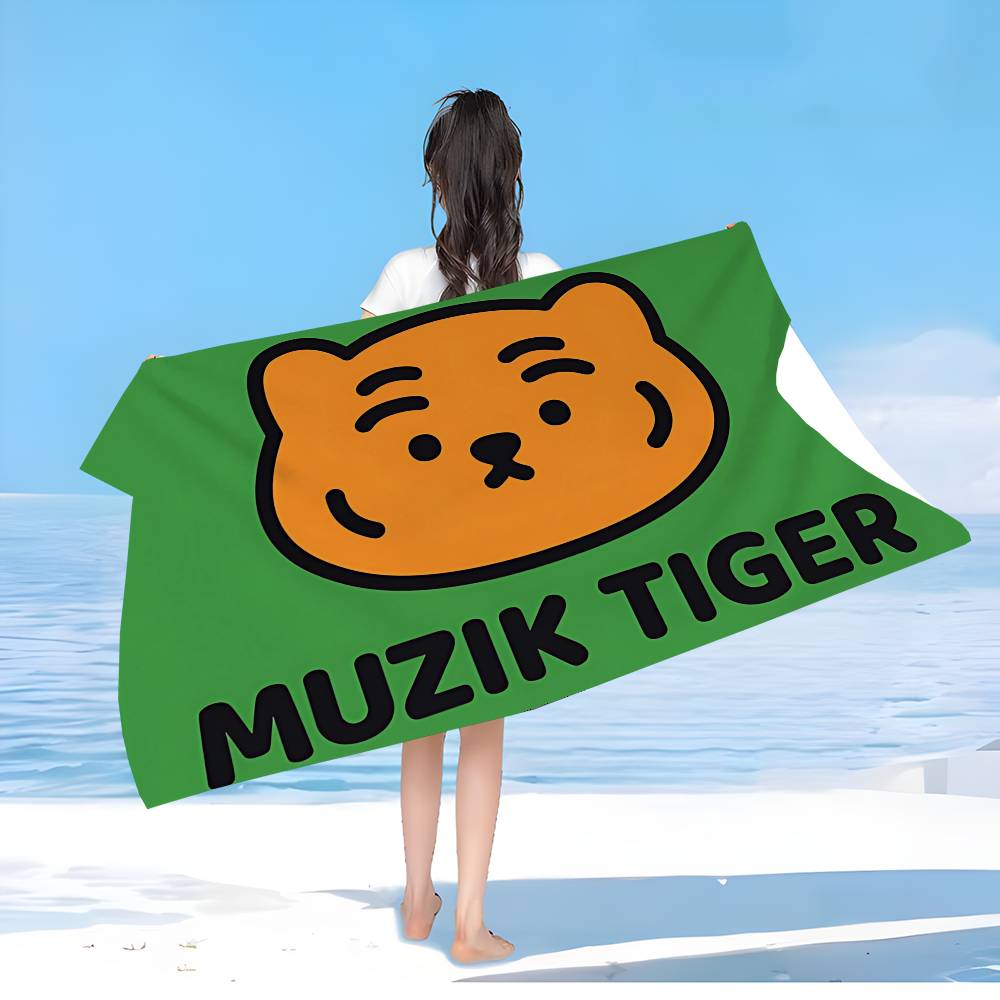 M-MuzikS Luxus T-TigerS Mikrofaser Bedrucktes Strandtuch Bergsteigen Yoga Strand Schwimmen Laufen Saugfähiges Weiches Handtuch