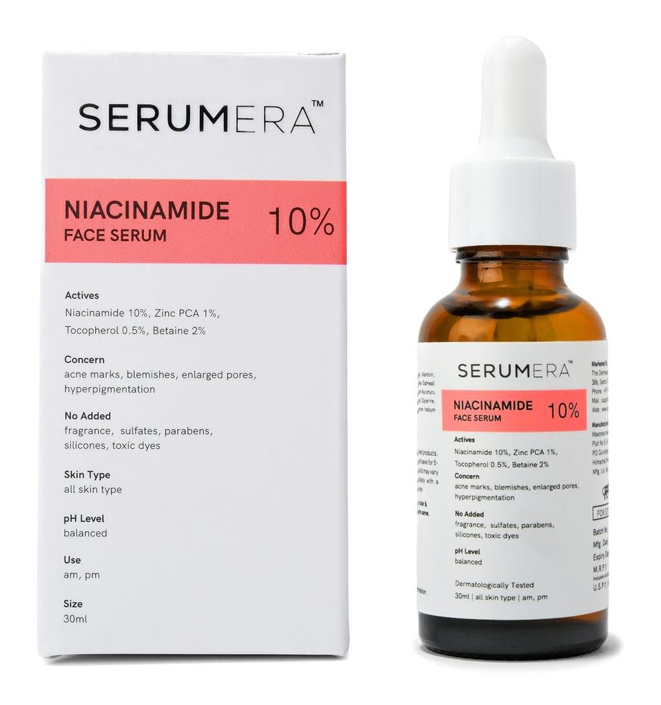 Serumera 10% Niacinamide Skin Clarifying Face Serum | For Acne Marks, Blemishes, Enlarged Pores, Hyperpigmentation | All Skin Type | 30 Ml
