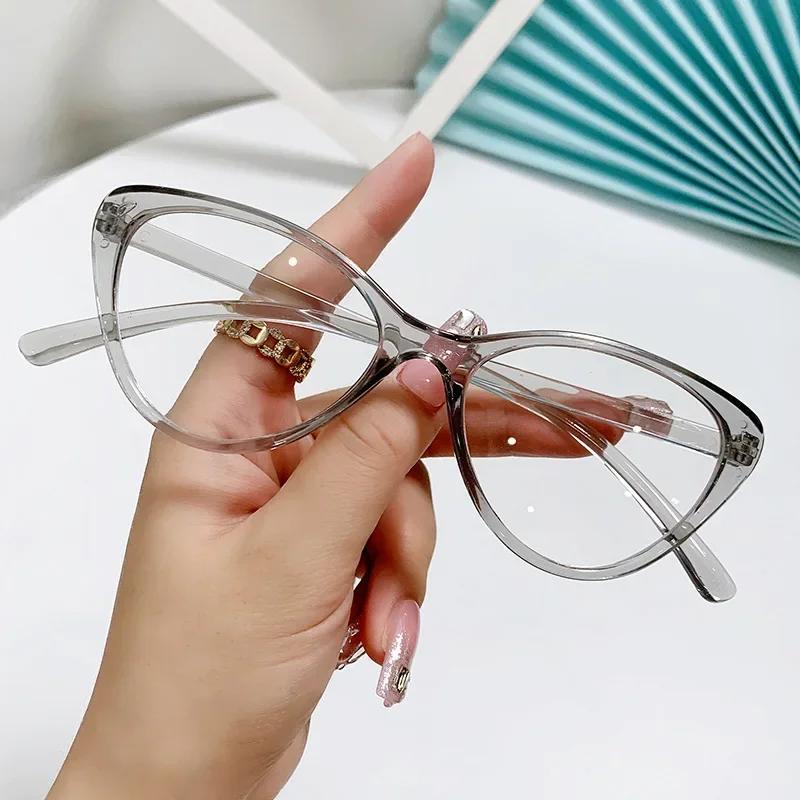 New Fashion Unisex Cat Eye Plain Glasses For Women Pc Frame Glasses For Party Eyeglasses Female Decorative Spectacles Glasses