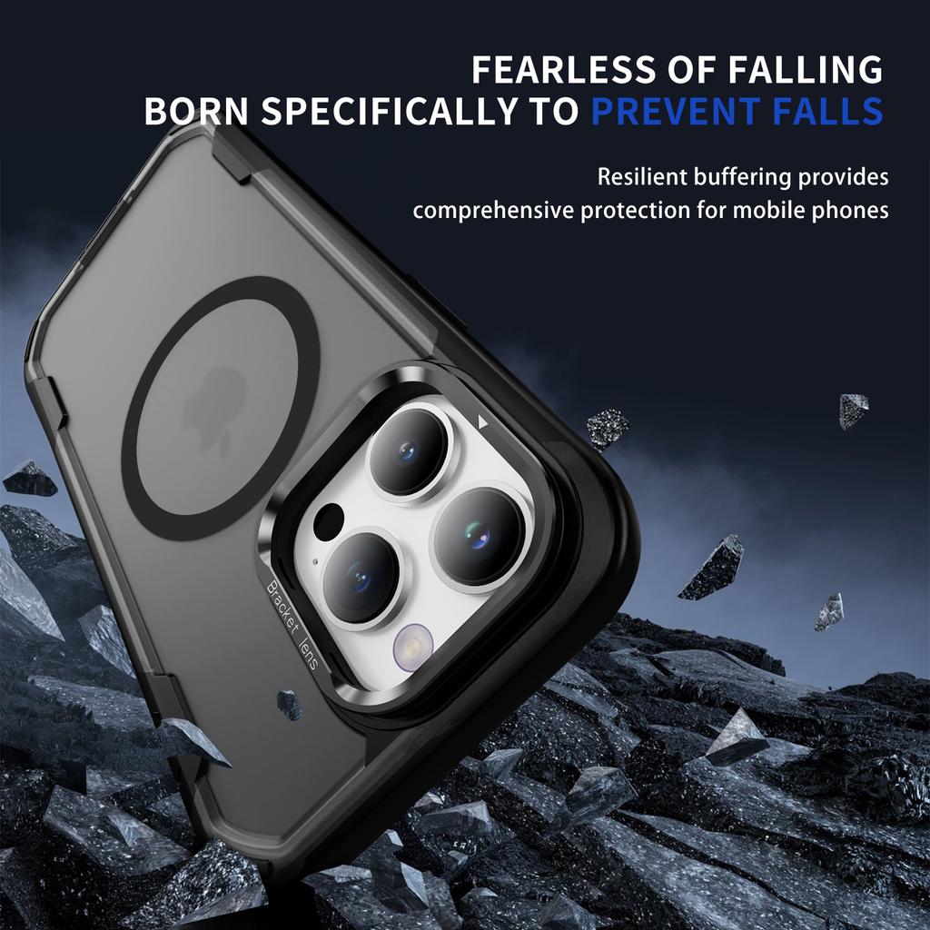 Coque pour iPhone 13 Pro Max Compatible MagSafe Cadre d'objectif Support Kickstand TPU + PC Housse de Téléphone antichoc